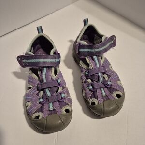 Merrell girls size 11 sandals, purple, gray, teal, GUC good bottom grips